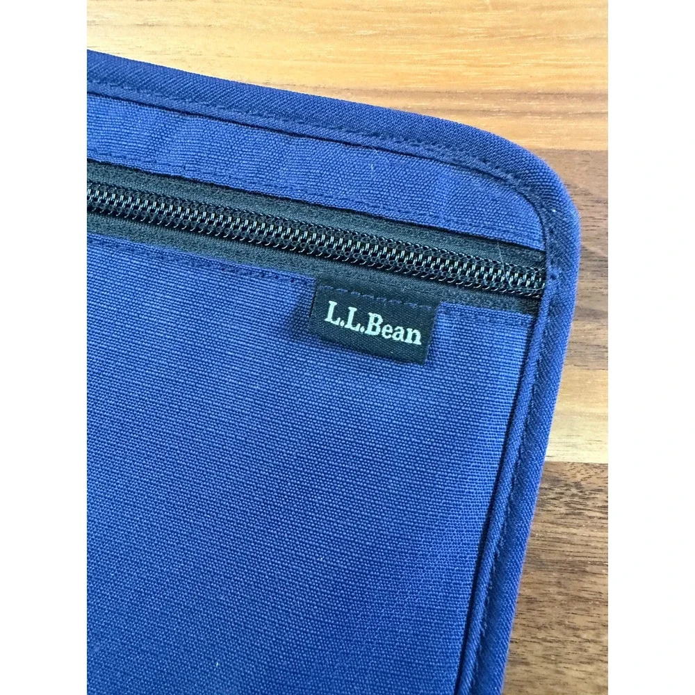 LL Bean Travel Wallet Organizer Blue Cordura Nylon Zip Passport Holder